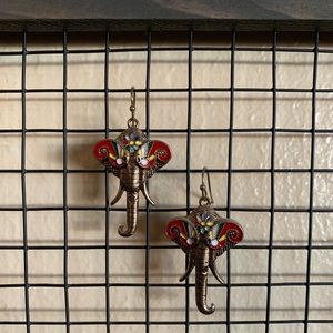 Detailed Multi - Colored Elephant shaped earrings.
